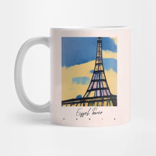 Sunset at Eiffel Tower Abstract Gouache Travel Poster Retro Wall Art Illustration Mug